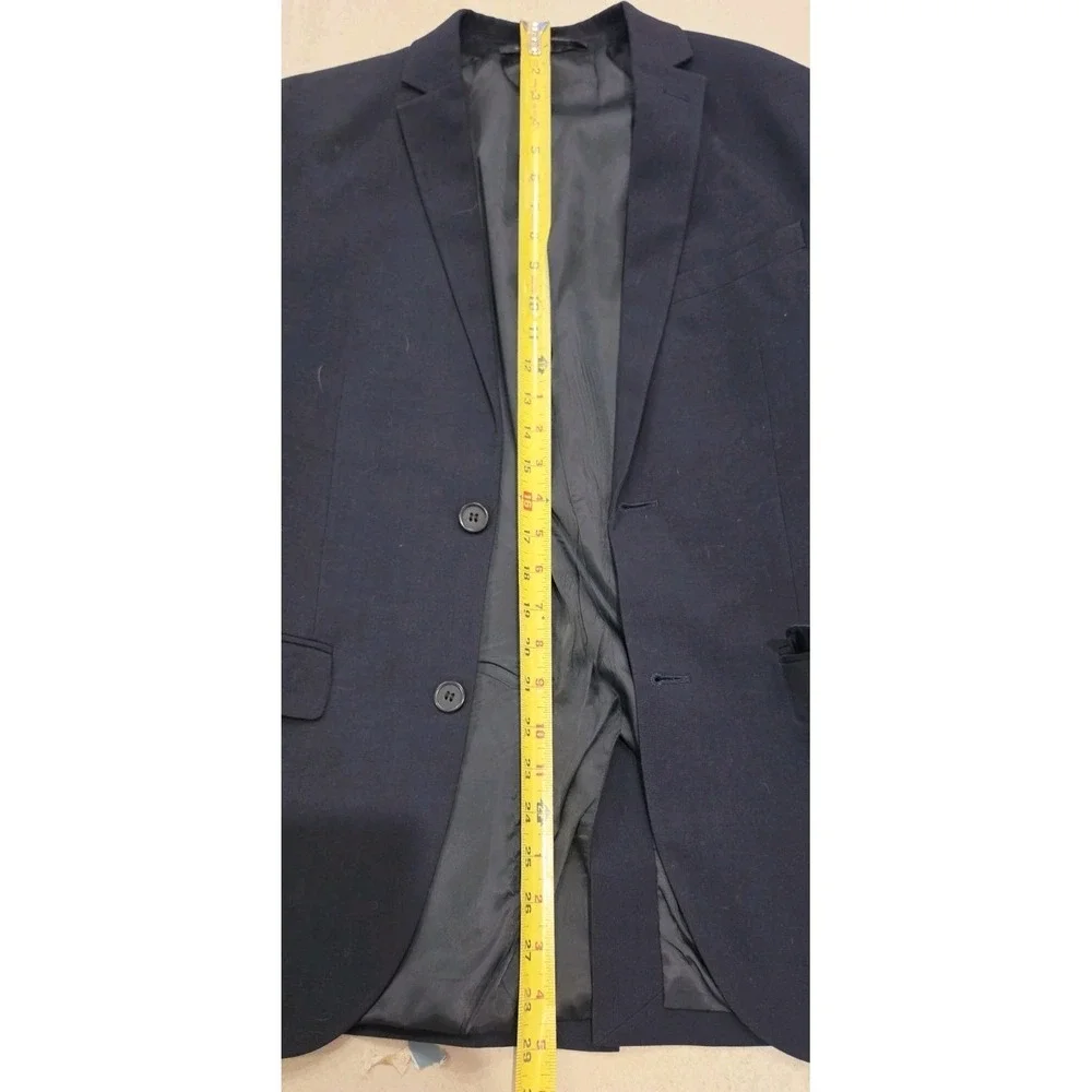 H&M Men Slim-Fit Navy Blue Single-Breasted Two-Button Blazer Jacket Preppy SZ M